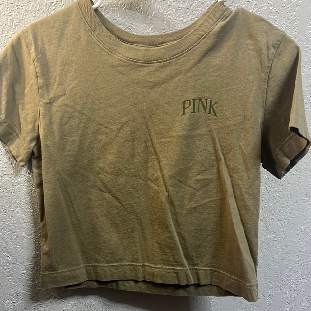 PINK Victoria's Secret Green Croped T-Shirt